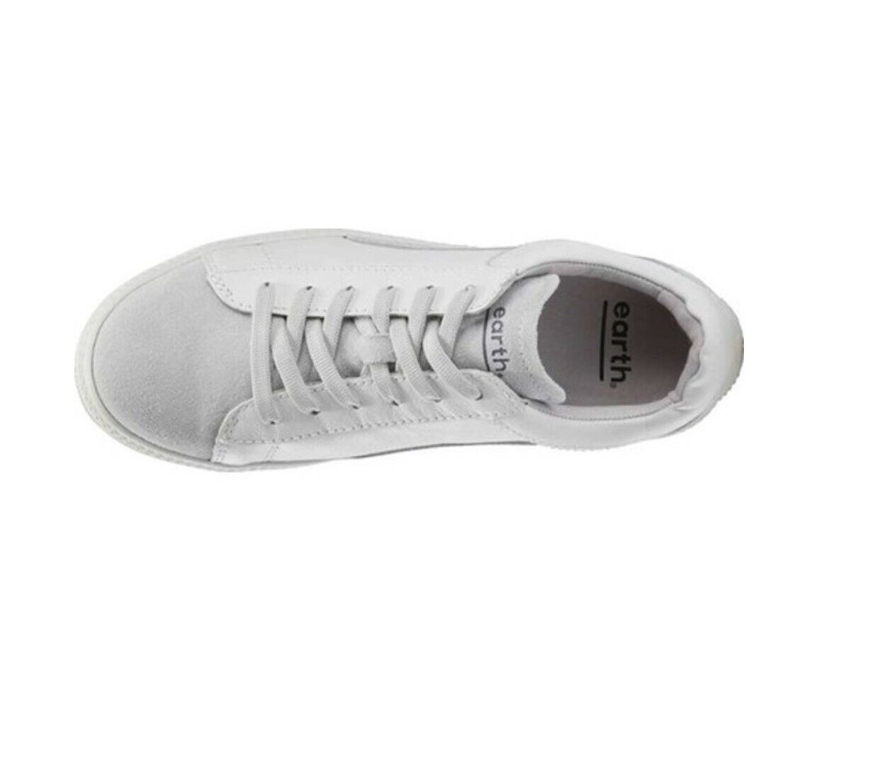 White Leather Earth Sneakers in Wide Sizes