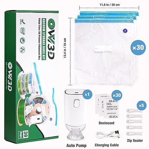 30-Pack Vacuum Sealed 3D Filament Storage Bags