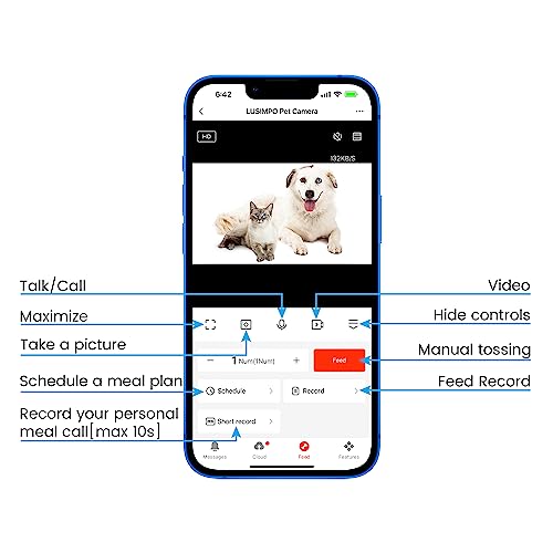 LUSIMPO WiFi Pet Camera with Treat Dispenser