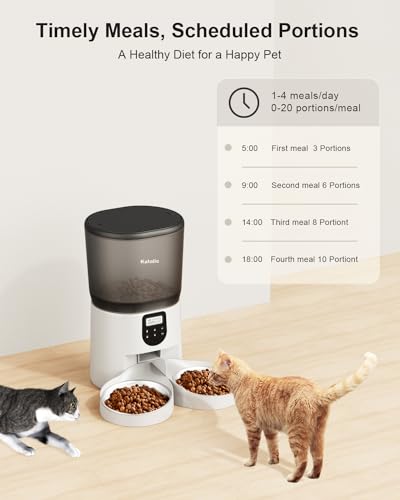 Double Automatic Cat Feeder with 2 Bowls, 6L