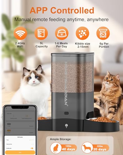 Smart WiFi Cat Feeder for Two Cats - 5L