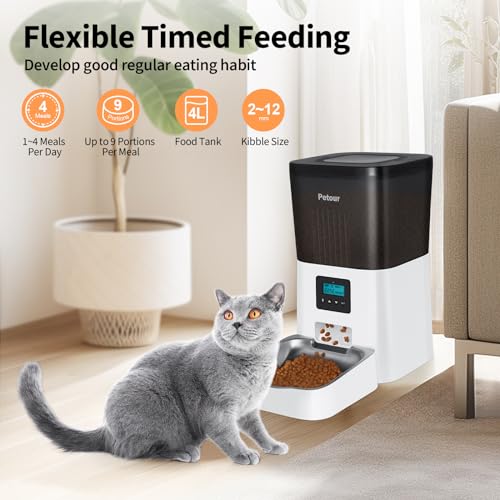 Petour Automatic Cat Feeder with Voice Recorder