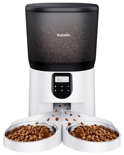 Double Automatic Cat Feeder with 2 Bowls, 6L