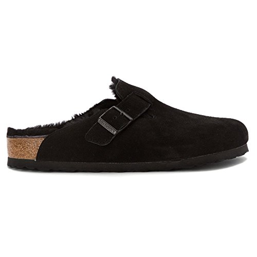 Birkenstock Boston Shearling Clogs - Black Suede