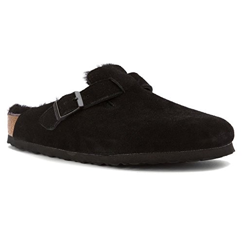 Birkenstock Boston Shearling Clogs - Black Suede