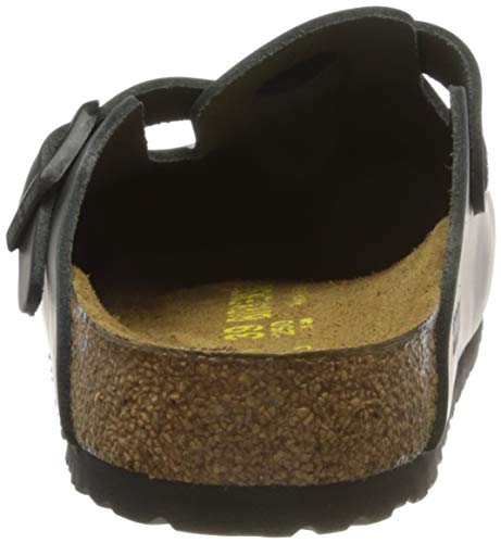 Black Leather Birkenstock Boston Slip-On Clogs - Women's