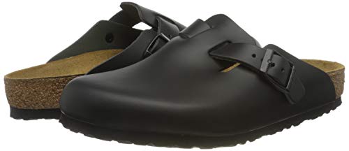 Black Leather Birkenstock Boston Slip-On Clogs - Women's
