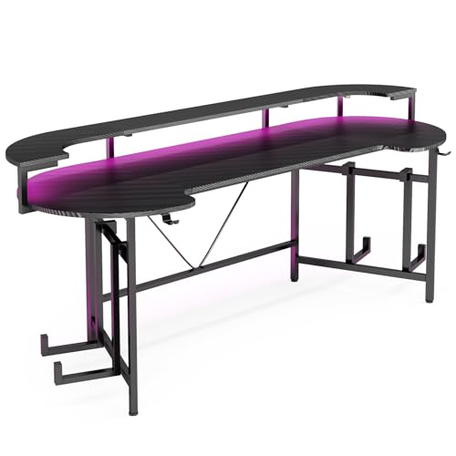 Tribesigns 75" LED Gaming Desk with Monitor Shelf