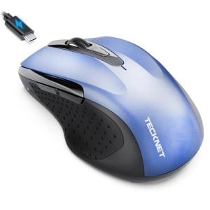 TECKNET Wireless Mouse, 2.4G Ergonomic Optical Mouse, Computer Mouse for Laptop, PC, Computer, Chromebook, Notebook, 6 Buttons, 24 Months Battery Life, 2600 DPI, 5 Adjustment Levels