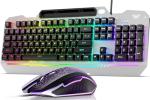 AULA Keyboard, T102 104 Keys Gaming Keyboard and Mouse Combo with RGB Backlit Number Pad, All-Metal Panel Waterproof Light Up PC Keyboard,USB Wired Computer Keyboards Gaming for Win XP/7/8/10 PC Gamer