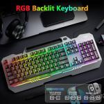 AULA Keyboard, T102 104 Keys Gaming Keyboard and Mouse Combo with RGB Backlit Number Pad, All-Metal Panel Waterproof Light Up PC Keyboard,USB Wired Computer Keyboards Gaming for Win XP/7/8/10 PC Gamer