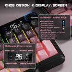 LexonElec M96 Wireless Keyboard, Low Profile Quiet Typing Membrane Gaming Keyboard with Smart Display & Knob, RGB Backlit, USB C Rechargeable, 94 Keys PBT Keycap for Windows PC, Mac, Linux-BlackBerry