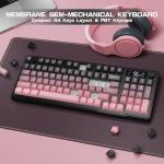 LexonElec M96 Wireless Keyboard, Low Profile Quiet Typing Membrane Gaming Keyboard with Smart Display & Knob, RGB Backlit, USB C Rechargeable, 94 Keys PBT Keycap for Windows PC, Mac, Linux-BlackBerry