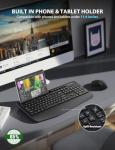Wireless Keyboard and Mouse Combo - Full-Sized Ergonomic Keyboard with Wrist Rest, Phone Holder, Sleep Mode, Silent 2.4GHz Cordless Keyboard Mouse Combo for Computer, Laptop, PC, Mac, Windows -Trueque