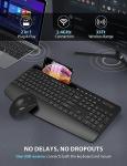 Wireless Keyboard and Mouse Combo - Full-Sized Ergonomic Keyboard with Wrist Rest, Phone Holder, Sleep Mode, Silent 2.4GHz Cordless Keyboard Mouse Combo for Computer, Laptop, PC, Mac, Windows -Trueque
