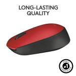 Logitech M170 Wireless Mouse for PC, Mac, Laptop, 2.4 GHz with USB Mini Receiver, Optical Tracking, 12-Months Battery Life, Ambidextrous - Red