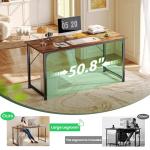 Huuger Computer Desk, 55 Inch Home Office Desk, Gaming Writing Work from Home Study Desk, Large Legroom, Sturdy Metal Frame, Modern Simple, Rustic Brown
