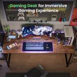 Huuger Computer Desk, 55 Inch Home Office Desk, Gaming Writing Work from Home Study Desk, Large Legroom, Sturdy Metal Frame, Modern Simple, Rustic Brown