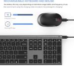 Wireless Keyboard and Mouse, Vssoplor Rechargeable Quiet Full-Size Keyboard and Mouse Combo Set Ultra Slim Design for Laptop, PC, Notebook, Desktop-Dark Gray