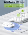 Wireless Keyboard and Mouse Combo - Full Size Slim Thin Wireless Keyboard Mouse with Numeric Keypad 2.4G Stable Connection Adjustable DPI (White & Silver)