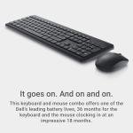 Dell Wireless Keyboard and Mouse - KM3322W, Wireless - 2.4GHz, Optical LED Sensor, Mechanical Scroll, Anti-Fade Plunger Keys, 6 Multimedia Keys, Tilt Leg - Black