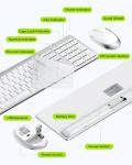 Wireless Keyboard and Mouse Combo - Full Size Slim Thin Wireless Keyboard Mouse with Numeric Keypad 2.4G Stable Connection Adjustable DPI (White & Silver)
