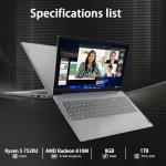 Lenovo Laptop V15 for Home, Student, Business (15.6" FHD, AMD Ryzen 5 7520U (> Intel i5-1235U), 8GB RAM, 1TB SSD), Numeric Keypad, Webcam w/Shutter, Type-C, Ethernet, Wi-Fi 6, Win 11 Pro w/AI Copilot