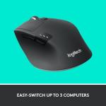 Logitech M720 Triathlon Wireless Mouse, Bluetooth, USB Unifying Receiver, 1000 DPI, 6 Programmable Buttons, 2-Year Battery, Compatible with Laptop, PC, Mac, iPadOS - Black