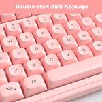 Pink Creamy Keyboard and Mouse Combo,MageGee GK980 Wired RGB Backlit Keyboard and Pink Gaming Mouse Combo,PC Keyboard and Adjustable Sensitivity Mouse for PC/loptop/MAC