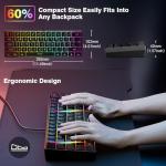 Snpurdiri 60% Wired Gaming Keyboard, RGB Backlit Ultra-Compact Mini Keyboard, Waterproof Small Compact 61 Keys for PC/Mac Gamer, Typist, Travel, Easy to Carry on Business Trip(Black)