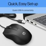 HP Wired Mouse 100 - Precise Optical Sensor with 1600 DPI - Easy USB Connection - Ambidextrous Design - 3 Button Control & Built-in Scrolling - Multi-OS Compatible (6VY96AA#ABL)