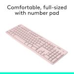 Logitech K270 Wireless Keyboard for Windows, 2.4 GHz Wireless, Full-Size, Number Pad, 8 Multimedia Keys, 2-Year Battery Life, Compatible with PC, Laptop - Rose