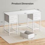 Huuger 55 Inch White Desk with 4 Drawers, Vanity Desk with Mesh Shelf for Makeup, Computer Desk for Home Office with Large Storage, Bedroom, Work from Home