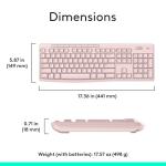 Logitech K270 Wireless Keyboard for Windows, 2.4 GHz Wireless, Full-Size, Number Pad, 8 Multimedia Keys, 2-Year Battery Life, Compatible with PC, Laptop - Rose
