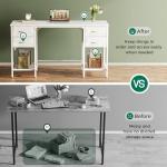 Huuger 55 Inch White Desk with 4 Drawers, Vanity Desk with Mesh Shelf for Makeup, Computer Desk for Home Office with Large Storage, Bedroom, Work from Home