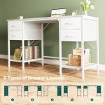 Huuger 55 Inch White Desk with 4 Drawers, Vanity Desk with Mesh Shelf for Makeup, Computer Desk for Home Office with Large Storage, Bedroom, Work from Home
