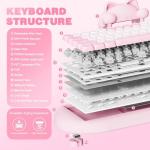 YUNZII C68 Wireless Mechanical Keyboard,65% Layout,Hot Swap,Triple Mode BT5.0/2.4G/Wired, RGB Backlit NKRO,Cute Cat Silicone Ergonomic Design for Win/Mac (Pink, Milk Switch)