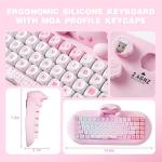 YUNZII C68 Wireless Mechanical Keyboard,65% Layout,Hot Swap,Triple Mode BT5.0/2.4G/Wired, RGB Backlit NKRO,Cute Cat Silicone Ergonomic Design for Win/Mac (Pink, Milk Switch)