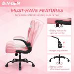 Ergonomic Pink Video Gaming Computer Chair with Lumbar Support