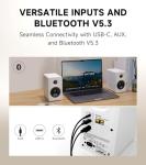 Edifier M60 Multimedia Speaker Bluetooth 5.3, 66W RMS, Hi-Res Audio & Hi-Res Wireless Audio, LDAC,3" Mid Bass & 1" Tweeter, USB-C & Aux Inputs, Compact Desktop Speaker - White