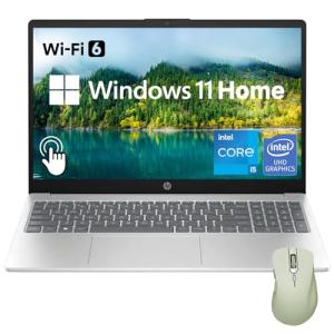 HP 15.6" HD Touchscreen Laptop, Intel Core i5-1235U, 32GB RAM, 1TB PCIe SSD, Webcam, HDMI, Numeric Keypad, Wi-Fi 6, Windows 11 Home, Silver, Bundle with Thunderobot ML101 Wireless Mouse