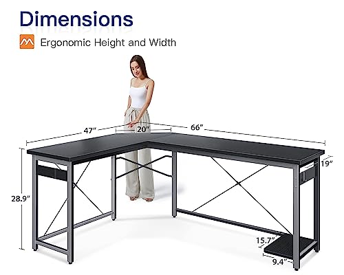 Coleshome 66" L-Shaped Gaming Corner Desk