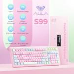 AULA 99 Key Keyboard, Wireless Gaming Keyboard Bluetooth Computer Keyboards Creamy Cute with Number Pad RGB Backlit Tri-Mode BT/2.4GHz/USB-C - Pink
