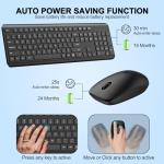 Wireless Keyboard and Mouse Combo, Full Size Silent Ergonomic Keyboard and Mouse, Long Battery Life, Optical Mouse, 2.4G Lag-Free Cordless Mice Keyboard for Computer, Mac, Laptop, PC, Windows