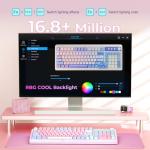 AULA 99 Key Keyboard, Wireless Gaming Keyboard Bluetooth Computer Keyboards Creamy Cute with Number Pad RGB Backlit Tri-Mode BT/2.4GHz/USB-C - Pink