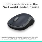 Logitech M185 Wireless Mouse, 2.4GHz with USB Mini Receiver, 12-Month Battery Life, 1000 DPI Optical Tracking, Ambidextrous PC/Mac/Laptop - Swift Grey