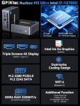GMKtec M3 Ultra Mini PC with Intel Core i7 12700H (14C/20T 4.7 GHz), 32GB DDR4 RAM+1TB NVMe SSD, Mini Desktop Computer Iris XE Graphics, Triple 4K Display, WiFi 6, BT5.2, USB-C