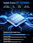 GMKtec M3 Ultra Mini PC with Intel Core i7 12700H (14C/20T 4.7 GHz), 32GB DDR4 RAM+1TB NVMe SSD, Mini Desktop Computer Iris XE Graphics, Triple 4K Display, WiFi 6, BT5.2, USB-C