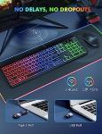 Wireless Keyboard and Mouse Combo - RGB Backlit, Rechargeable & Light Up Letters, Full-Size, Ergonomic Tilt Angle, Sleep Mode, 2.4GHz Quiet Keyboard Mouse for Mac, Windows, Laptop, PC
