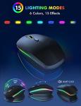 Wireless Keyboard and Mouse Combo - RGB Backlit, Rechargeable & Light Up Letters, Full-Size, Ergonomic Tilt Angle, Sleep Mode, 2.4GHz Quiet Keyboard Mouse for Mac, Windows, Laptop, PC